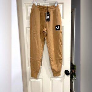 True Religion Men's Solid Travertine HS Taping Jogger Tan New